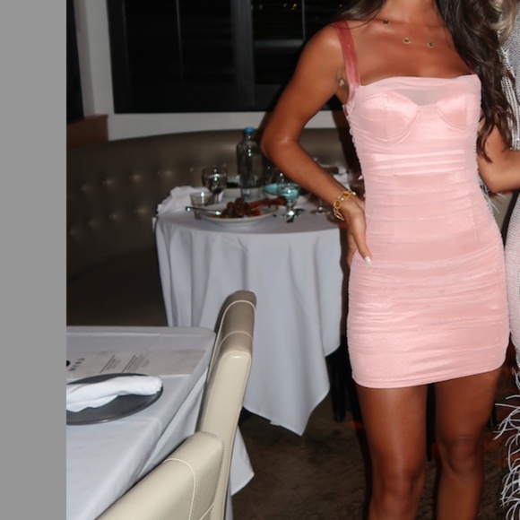 Pink Mesh Dress, More To Come, Size XS - Picture 4 of 4